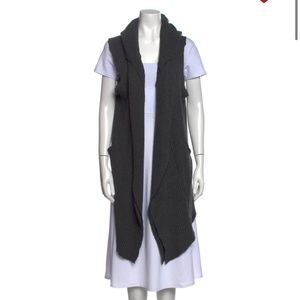 NSF Charcoal gray drapey open front cardigan vest w/ hood & high low hem sz S